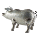Galvanized metal country style pig statue