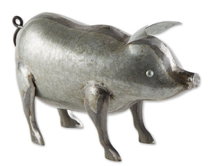 Galvanized metal country style pig statue