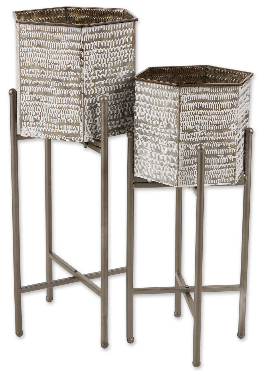 galvanized plant hanger Modern farmhouse metal plant stand set – JaBella Designs