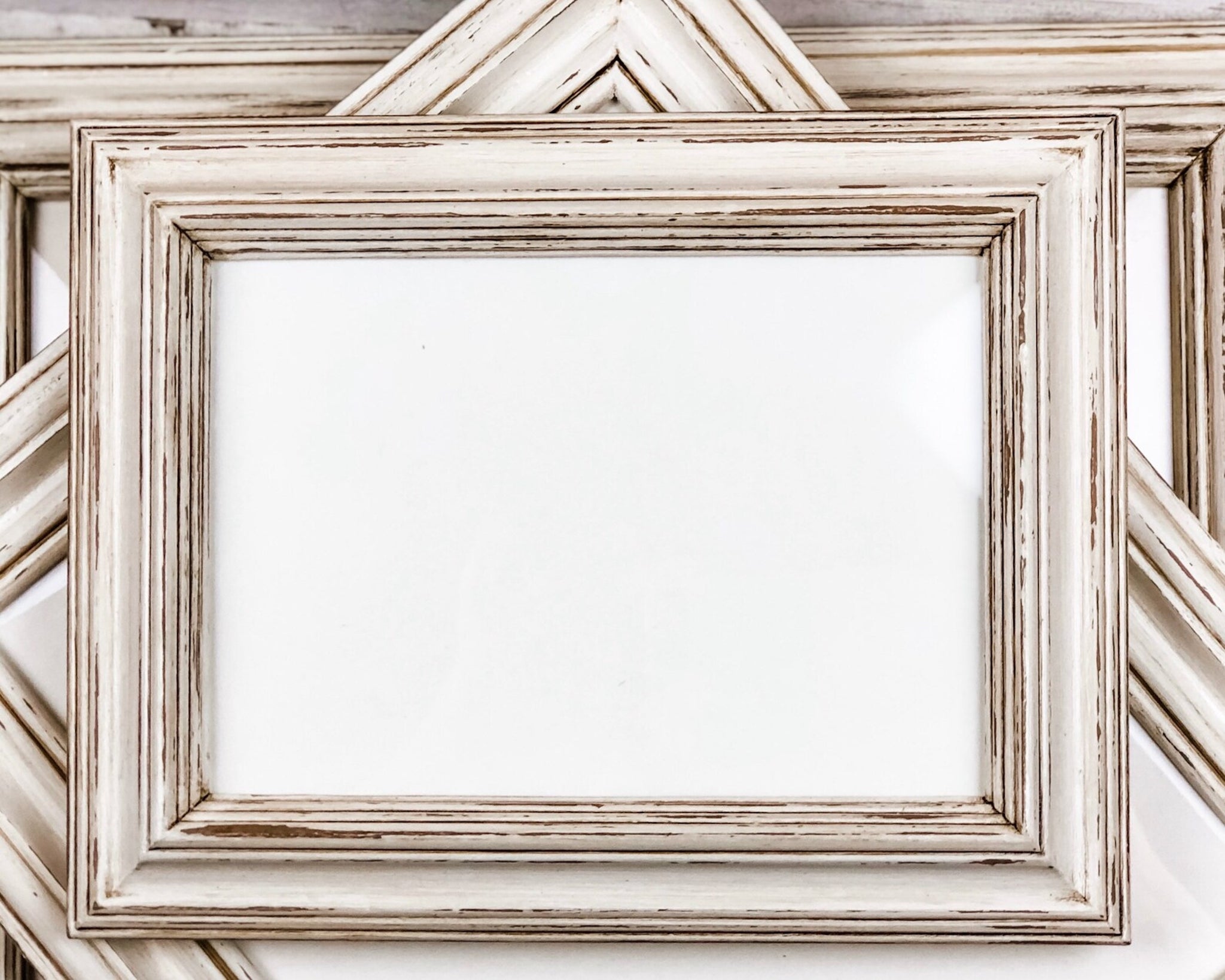White Antique Picture Frame Isolated Stock Photo, Picture and