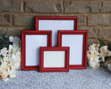Red picture frames, Vintage red photo frames, Wall gallery frames, Hand-painted barn red frames