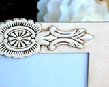 Antique white painted embellished 5x7 tabletop picture frame with easel back for the home