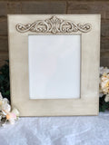 Antique white 8x10 hand-painted embellished wooden wall hanging photo frames, JaBella Designs