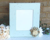 Spa blue & burlap distressed 8x10 picture frame