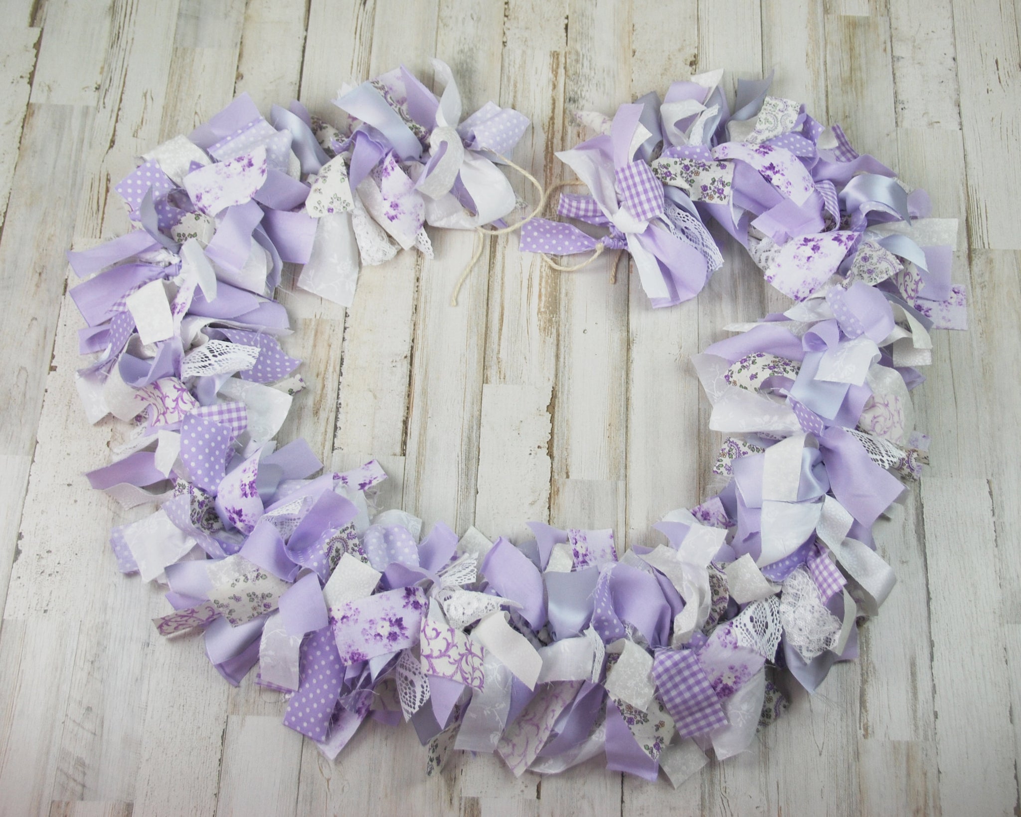 lavender flower garland Lavender floral shabby farmhouse chic handmade rag-tie garland – JaBella Designs