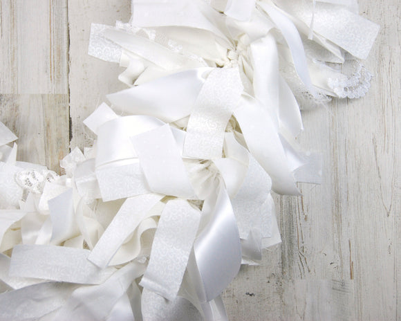 White shabby lace handmade fabric garland