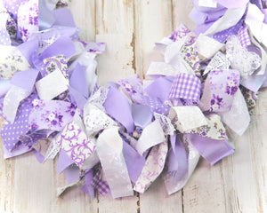 Handmade floral lavender shabby fabric garland