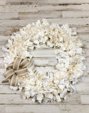 Handmade ivory fabric farmhouse wreath