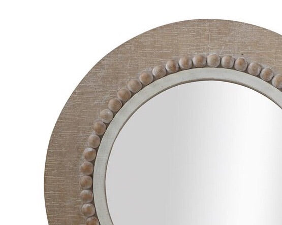 Round Mirror, Wall Mirror, Wooden, Neutral, Brown, Tan, Beige, Greige, Coastal, Farmhouse Mirror, Rustic Mirror, Home Decor, Home Accents, JaBella Designs