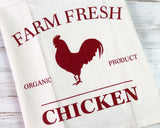 Farm Fresh Organic Chicken tea towels, Red rooster hand towel, Neutral and red decor, Country style kitchen, Farmhouse decor, JaBella Designs, Country door