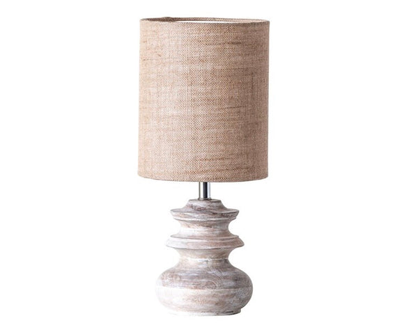 Bleached mango wooden accent table lamp