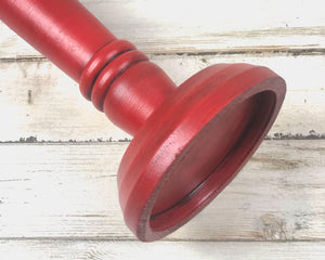 Country red wooden pillar candle holder