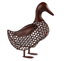 Wrought iron chicken wire duck statue