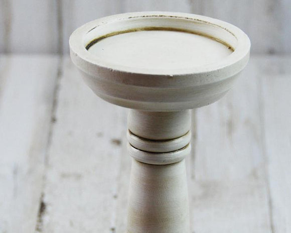 Antique white Pillar candle holder, Ivory candle holder, Pillar candleholder, Antique white candle holder, Off white candle holder, Neutral candle holder decor, Candlescape decor, JaBella Designs, Etsy, Shopify, Fixer Upper style, Made in the USA