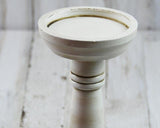 Antique white Pillar candle holder, Ivory candle holder, Pillar candleholder, Antique white candle holder, Off white candle holder, Neutral candle holder decor, Candlescape decor, JaBella Designs, Etsy, Shopify, Fixer Upper style, Made in the USA