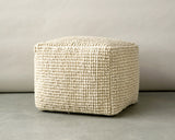 Natural wool & cotton square floor pouf