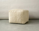 Natural wool & cotton square floor pouf