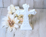 decorative white cross, french farmhouse decor, christian home decor, freestanding white cross, porcelain cross, jabella designs