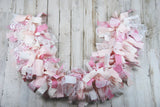 Fabric garland, Handmade garland, Pink garlands, Pink baby shower decorations, Pink garland with complimentary polka dot fabric, spring decor, Easter decor, JaBella Designs, made in the USA