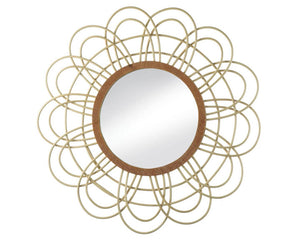 Rattan boho chic mirror, Brown wooden mirror, Modern farmhouse, Coastal Living, JaBella Designs, Home decor