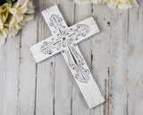 Ornate shabby distressed white wall cross