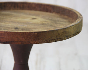 Rustic farmhouse brown wooden round pedestal tray