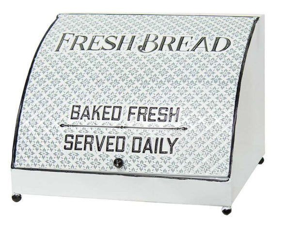Embossed gray coastal farmhouse bread box